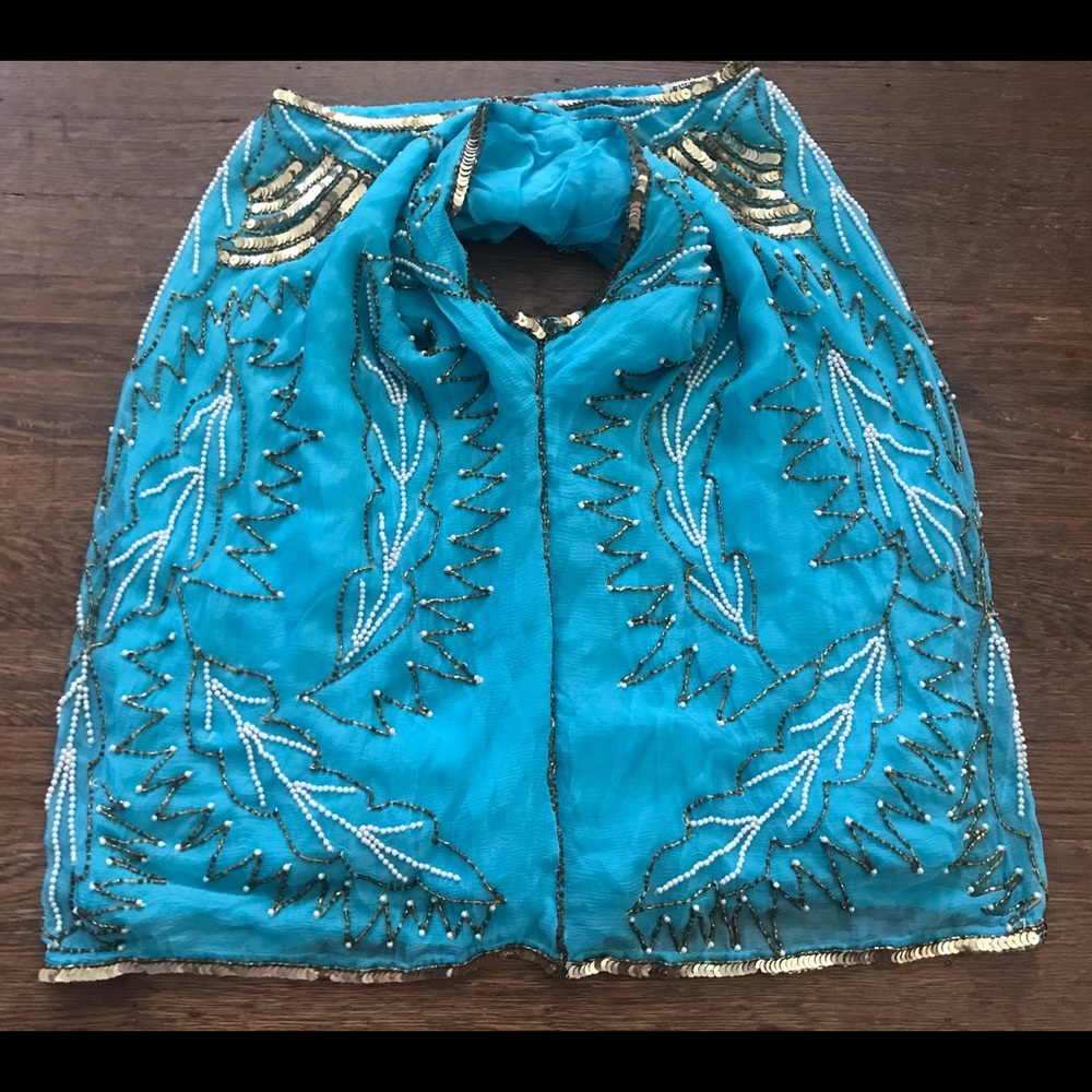 80’s vintage silk chiffon Pearl Beaded Sequin Blouse Top life & style inc - Picture 4 of 13